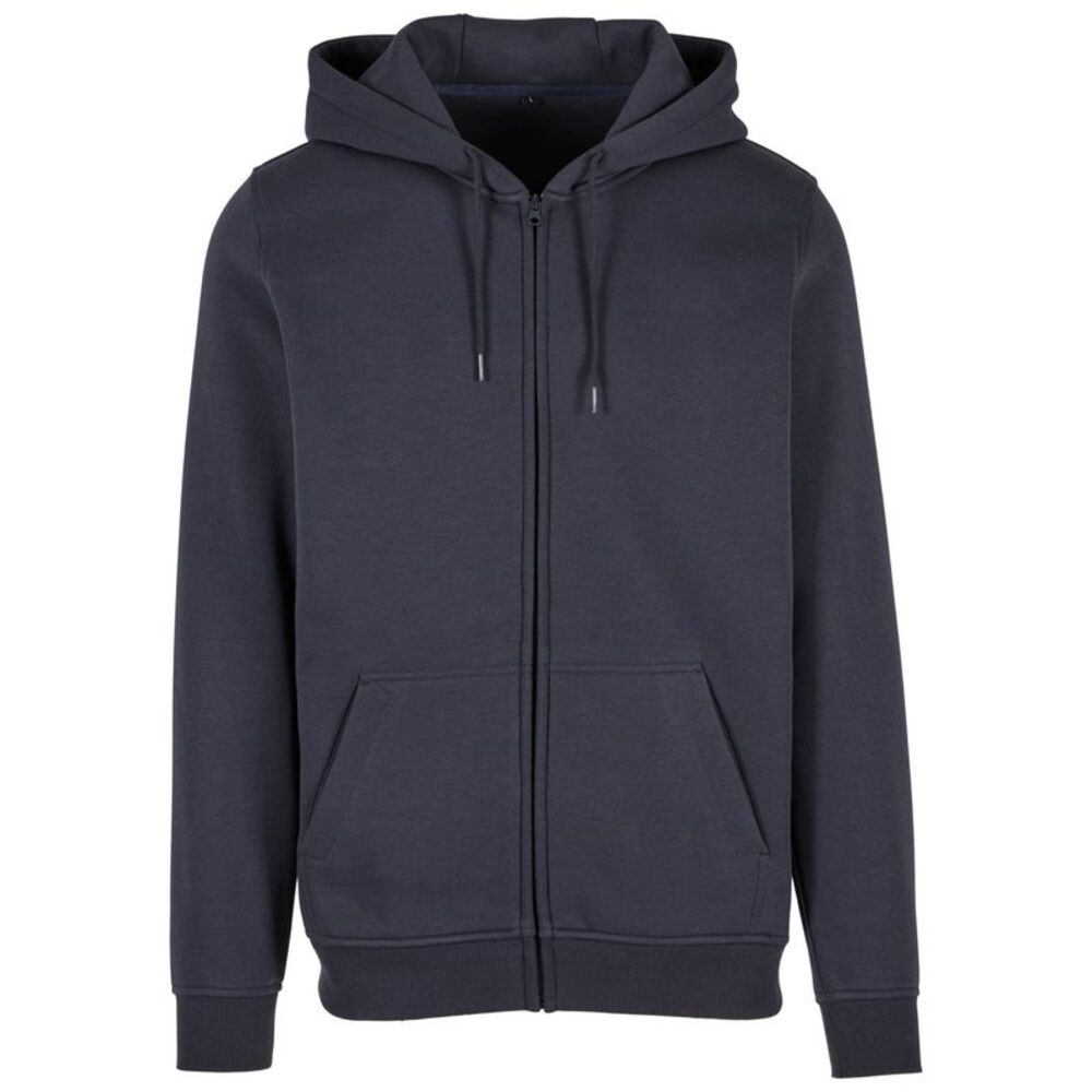 Build Your Brand Mens Heavy Zip Up Hoodie / Navy